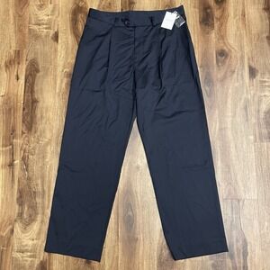 NWT AIME LEON DORE NAVY BLUE DOUBLE PLEATED VIRGIN WOOL TROUSERS Men's 34x30